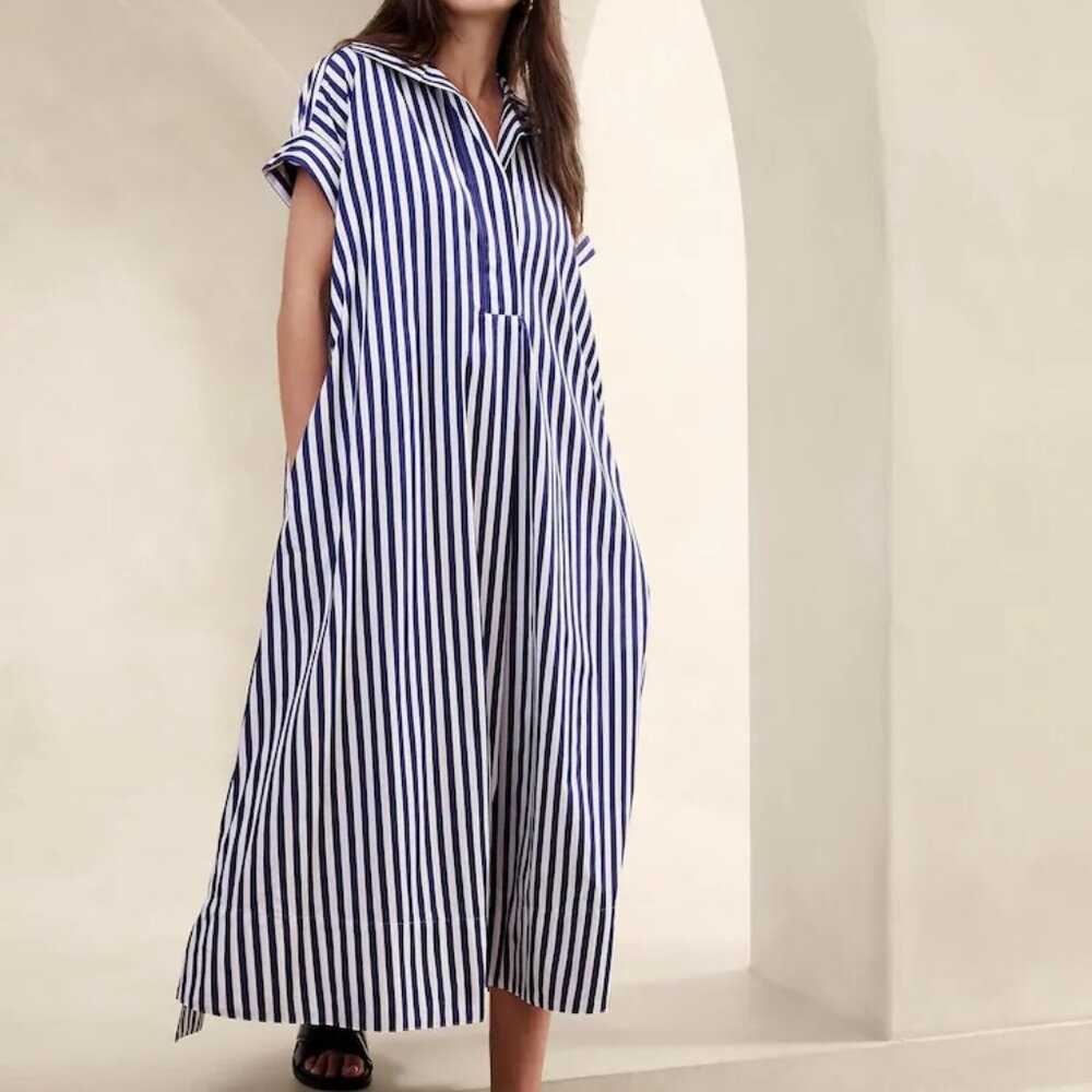 BANANA REPUBLIC Women's Rhyah Poplin Maxi Striped